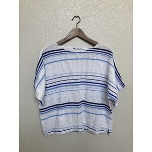 Chicos womens beachy top nautical 1 medium casual capsule stripe white blue